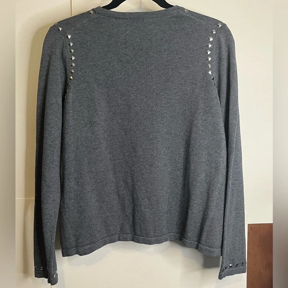 Minnie Rose Women’s Size M Charcoal Studded Long Sleeve Sweater